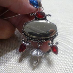 Unique "APACHE PYRITE & RUBY" UMBRELLA Handmade Sterling Pendant/Chain #48B